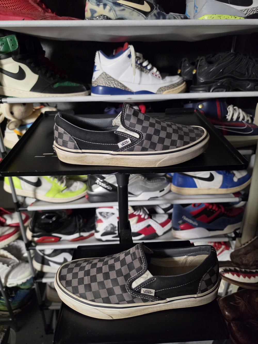 🔥 Vans Classic Slip-On Checkerboard — Black/Grey Men Size 8
